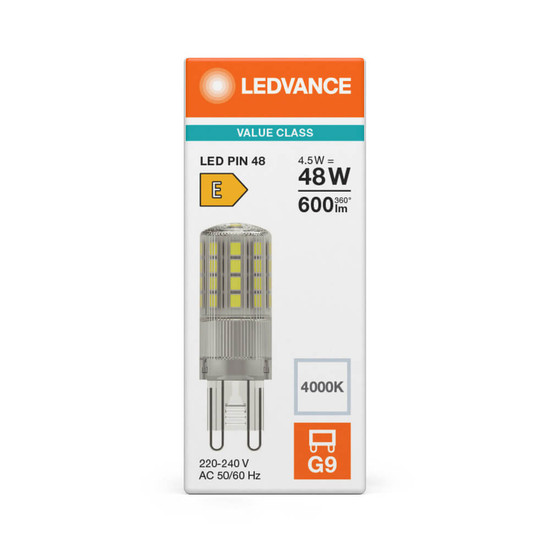 LEDVANCE LED Lampe G9 Pin 320° P 4.5W 600lm Neutralweiss 4000K wie 48W 4099854249051
