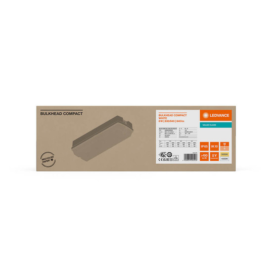 LEDVANCE LED Deckenleuchte Bulkhead Comp 36x12cm 8W-6W-4W warm-/neutralweiss 3000/4000K CCT IP65 4099854290503