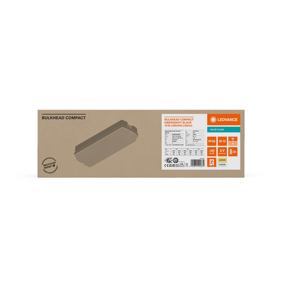 LEDVANCE LED Deckenleuchte Bulkhead Comp 36x12cm 10W-8W-6W warm-/neutralweiss 3000/4000K CCT IP65 4099854290664