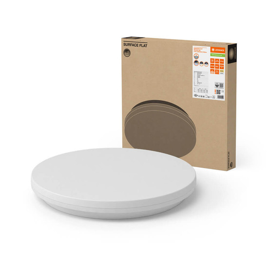 LEDVANCE LED Deckenleuchte Aufbaumontage Flat DALI ⌀50cm Surface 27W-19W warm-/neutralweiss 3000/4000K CCT IP54 4099854292552
