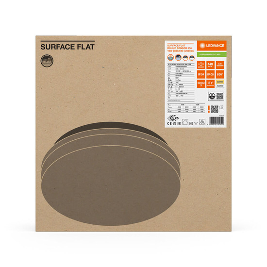 LEDVANCE LED Deckenleuchte Aufbaumontage Flat ⌀33cm Surface 19W-12W warm-/neutralweiss 3000/4000K CCT IP54 4099854292699