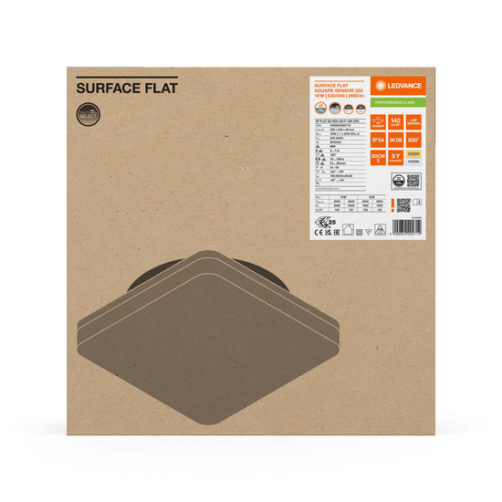 LEDVANCE LED Deckenleuchte Aufbaumontage Flat 33x33cm Surface 19W-12W warm-/neutralweiss 3000/4000K CCT IP54 4099854292712