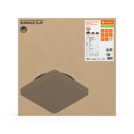 LEDVANCE LED Deckenleuchte Aufbaumontage Flat 50x50cm Surface 27W-19W warm-/neutralweiss 3000/4000K CCT IP54 4099854292750