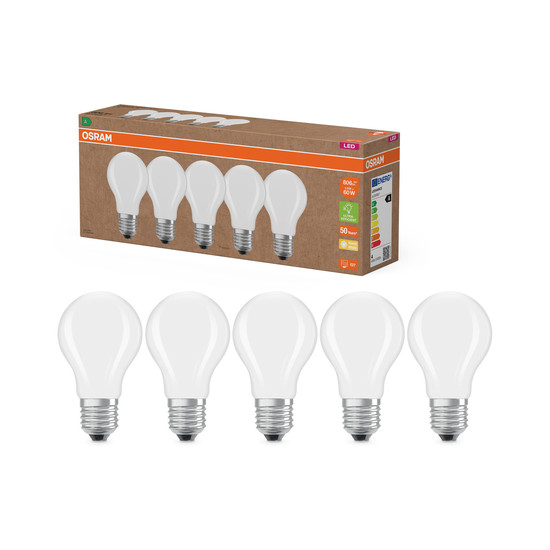 OSRAM LED Leuchtmittel LED LAMPS ENERGY CLASS A ENERGY EFFICIENCY Filament CLASSIC A 3.8W 827 Frosted E27 Warm weiß 4099854297632