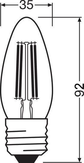 LEDVANCE LED Kerze E27 Classic Filament Dimmbar P B40 3.4W 470lm Warmweiss 2700K wie 40W 4099854439001