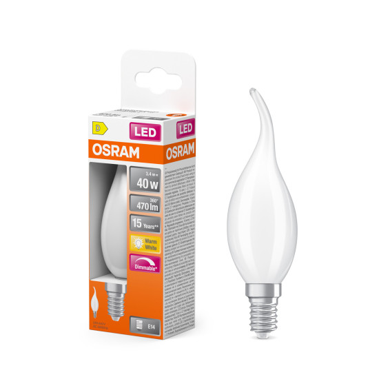 OSRAM LED Leuchtmittel LED Retrofit CLASSIC BA DIM 3.4W 827 Frosted E14 Dimmbar Warm weiß 4099854443831