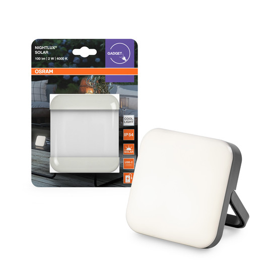 OSRAM LED Aussenleuchte NIGHTLUX SOLAR 840 DIM USB Grey Dimmbar Neutralweiss 4099854444517