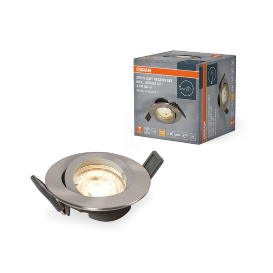 OSRAM LED Einbauleuchte LED SPOT RECESS TWISTLOCK GU10 Incl. Osram LED 4.3W GU10 Brushed Nickel Warm weiß 4099854444548