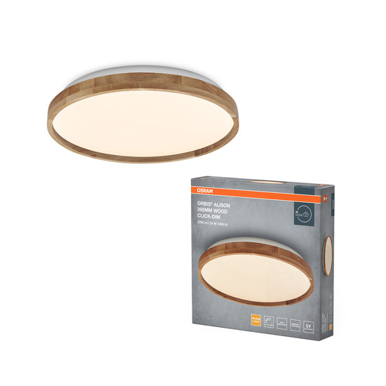 OSRAM LED Deckenleuchte Orbis Alison 395MM 24W 830 Click DIM Wood Decor Dimmbar Warm weiß 4099854446191