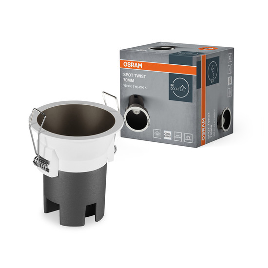 OSRAM LED Deckenleuchte LED SPOT RECESS TWIST PRO 70mm 5W 4000K White Black Neutralweiss 4099854446450