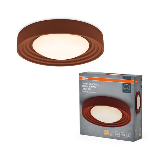 OSRAM LED Deckenleuchte Orbis Concrete 500MM 24.5W 830 Click Dim Brown Dimmbar Warm weiß 4099854446757