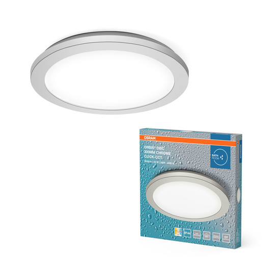 OSRAM LED Aussen-Deckenleuchte Orbis Disc 30CM 22W Click CCT IP44 Chrome Warm weiß,Kalt weiß 4099854446832