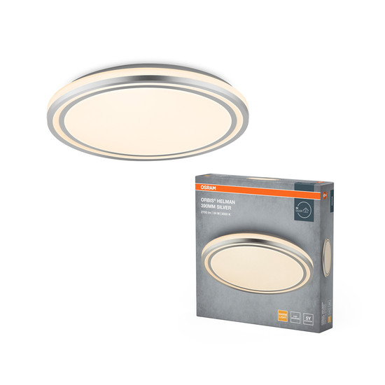 OSRAM LED Decken-Wandleuchte Orbis Helman 390MM 24W 830 White and Silver Warm weiß 4099854448089