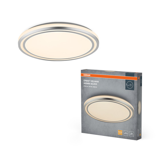 OSRAM LED Decken-Wandleuchte Orbis Helman 485MM 36W 830 White and Silver Warm weiß 4099854448102