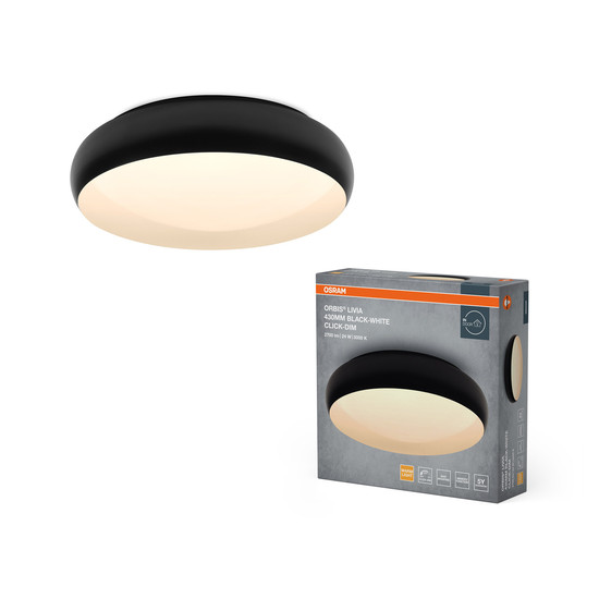 OSRAM LED Deckenleuchte Orbis Livia 430MM 24W 830 Click DIM Black and White Dimmbar Warm weiß 4099854448225