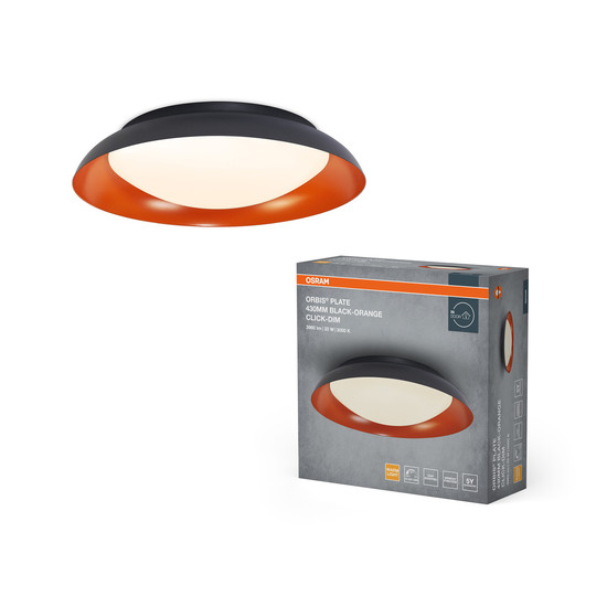 OSRAM LED Deckenleuchte Orbis Plate 430MM 35W 830 Click DIM Black and Orange Dimmbar Warm weiß 4099854449949