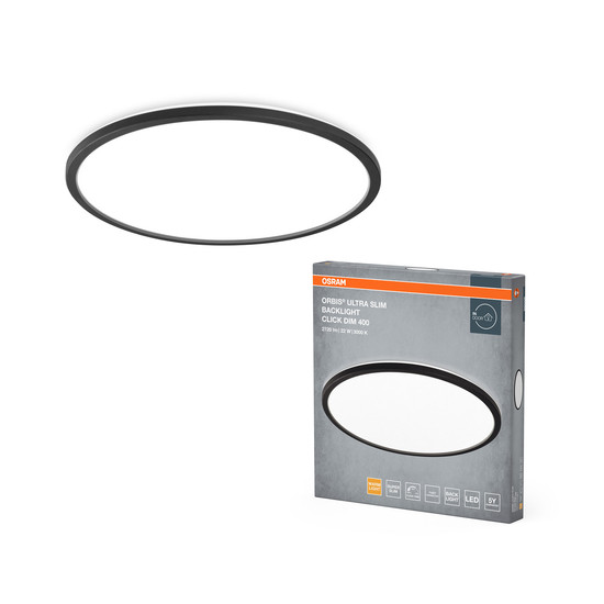 OSRAM LED Deckenleuchte ORBIS ULTRA SLIM CLICK DIM Click-Dim 400mm Black 22W Dimmbar Warm weiß 4099854450808