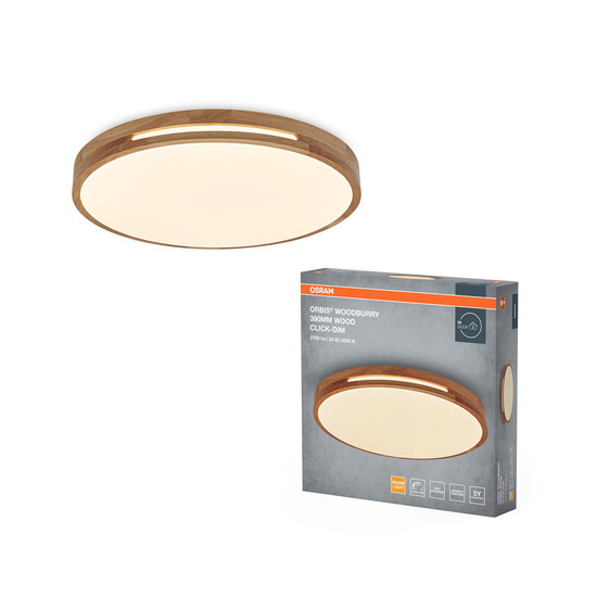 OSRAM LED Deckenleuchte Orbis Woodburry 390MM 24W 830 Click DIM Wood Decor Dimmbar Warm weiß 4099854450860