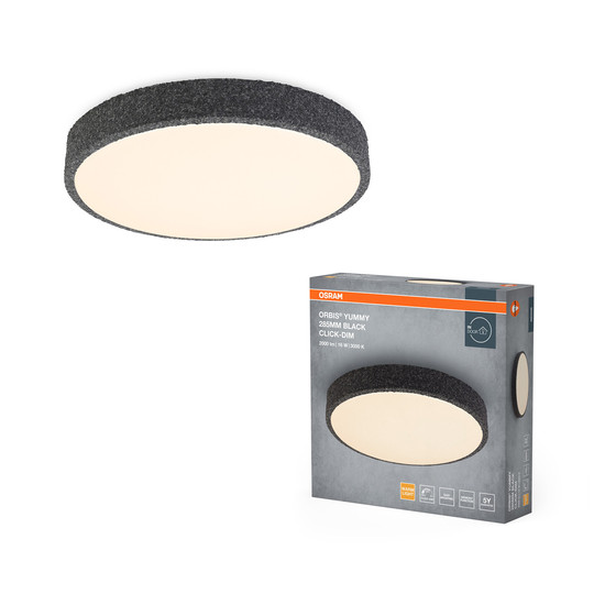OSRAM LED Deckenleuchte Orbis Yummy 285MM 16W 830 Click DIM Black Dimmbar Warm weiß 4099854450907