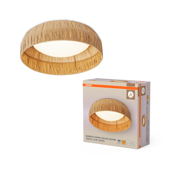 OSRAM LED Deckenleuchte Decor Bamboo Paper Ceiling 300 12W 830 Brown Warm weiß 4099854452741
