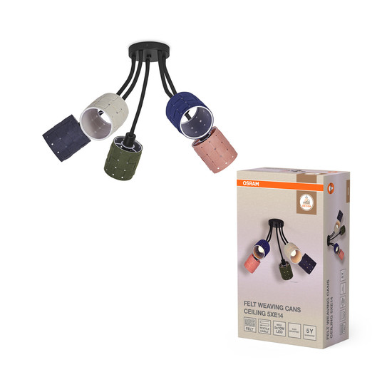 OSRAM Deckenleuchte Decor Felt Weaving Cans Ceiling 5XE14 Multicolor 4099854453670