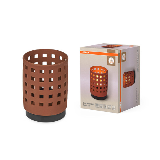 OSRAM Tischleuchte Decor Clay Windows Table 1XE27 Brown 4099854454172