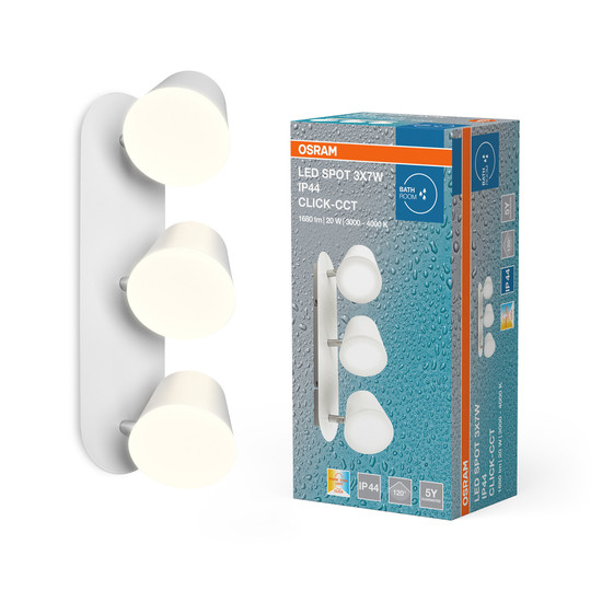 OSRAM LED Spotleuchte LED SPOT IP44 3 x 7W IP44 Click-CCT Warm weiß,Kalt weiß 4099854455087