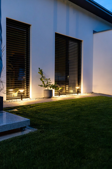 OSRAM LED Aussenleuchte ENDURA STYLE SOLAR DOUBLE CIRCLE 40cm Post Sensor Double Circle 6W Black Dimmbar Warm weiß 4099854455520