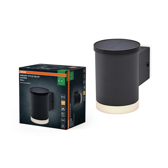 OSRAM LED Aussenleuchte Endura Style Solar Wall Oxford Dark Gray Warm weiß 4099854455834