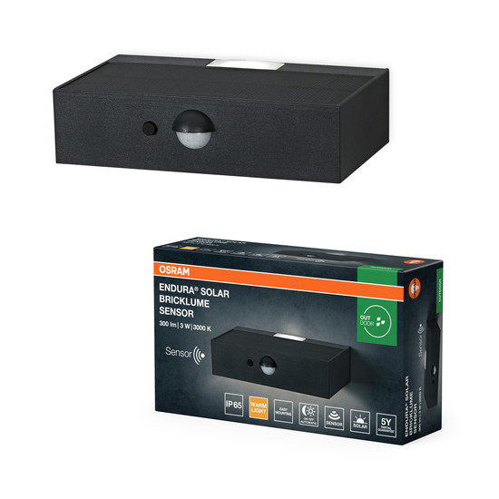 OSRAM LED Aussenleuchte Endura Style Solar Bricklume Sensor Dark Gray Warm weiß 4099854455896