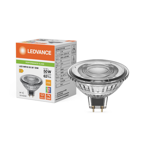 LEDVANCE LED Spot GU5.3 MR16 36° Dimmbar P 6.1W 621lm Warmweiss 2700K Ra>90 wie 50W 4099854456077