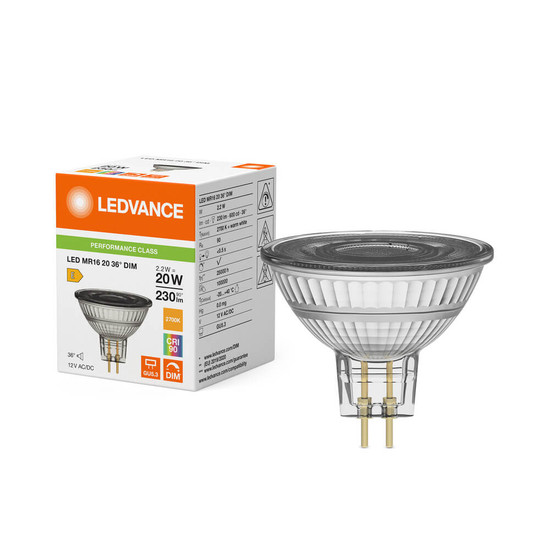 LEDVANCE LED Spot GU5.3 MR16 36° Dimmbar P 2.2W 230lm Warmweiss 2700K Ra>90 wie 20W 4099854456510