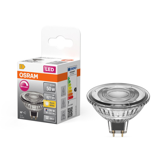 OSRAM LED Leuchtmittel LED SUPERSTAR MR16 12 V 6.1W 927 GU5.3 Dimmbar Warm weiß 4099854456893