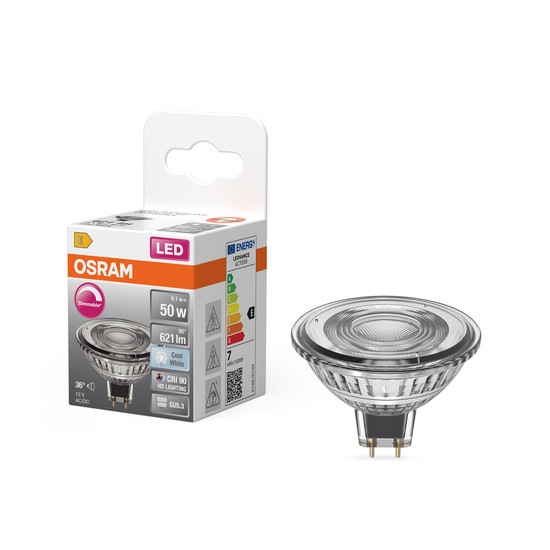OSRAM LED Leuchtmittel LED SUPERSTAR MR16 12 V 6.1W 940 GU5.3 Dimmbar Neutralweiss 4099854456916