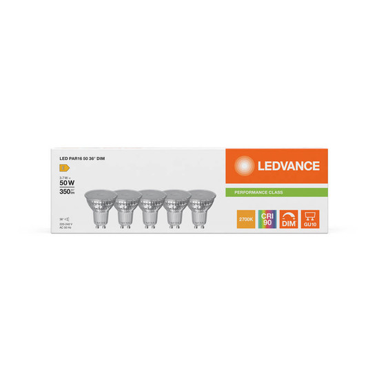 LEDVANCE LED Spot GU10 PAR16 36° Dimmbar P 3.7W 350lm Warmweiss 2700K Ra>90 wie 50W 4099854457586