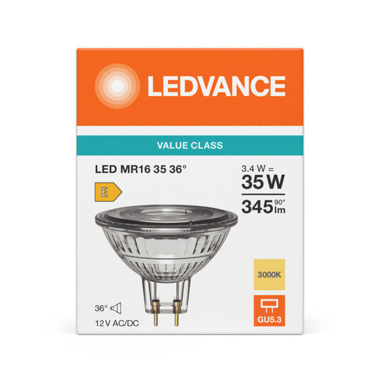 LEDVANCE LED Spot GU5.3 MR16 36° P 3.4W 345lm Warmweiss 3000K wie 35W 4099854457647
