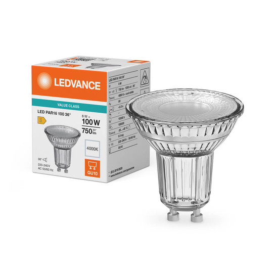 LEDVANCE LED Spot GU10 PAR16 36° P 8W 750lm Neutralweiss 4000K wie 100W 4099854457746