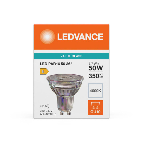 LEDVANCE LED Spot GU10 PAR16 36° P 3.7W 350lm Neutralweiss 4000K wie 50W 4099854458064