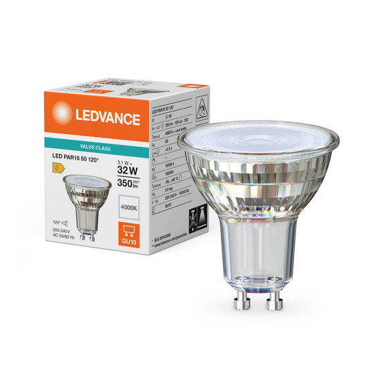 LEDVANCE LED Spot GU10 PAR16 120° P 3.1W 350lm Neutralweiss 4000K wie 32W 4099854458125