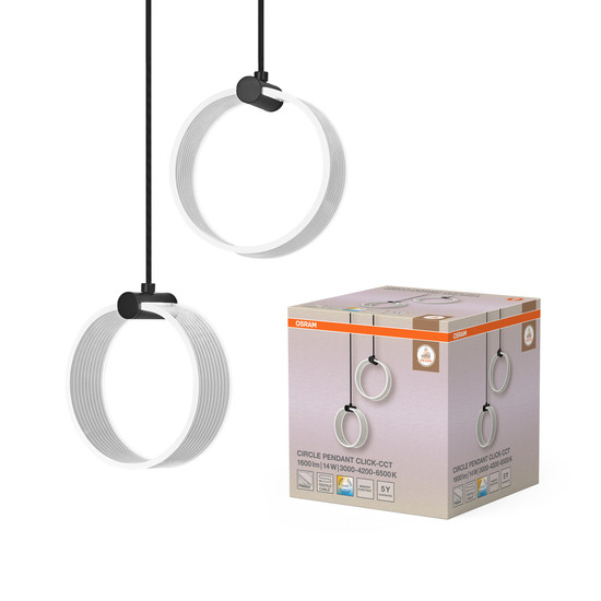 OSRAM LED Pendelleuchte Decor Circle 2XPendant PL 14W Click CCT Black Warm weiß,Kalt weiß,Kaltes Tageslicht 4099854459009