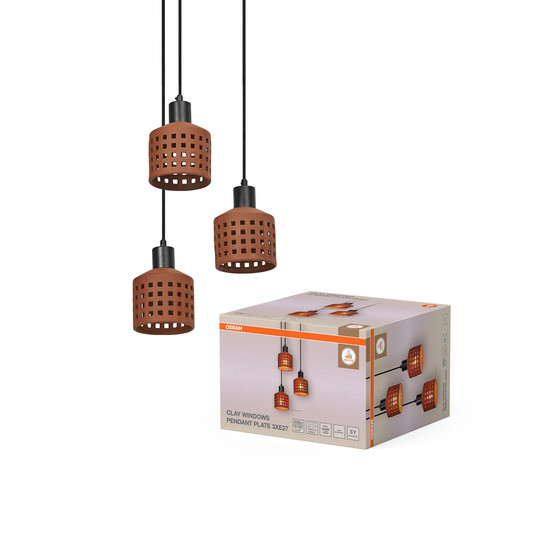 OSRAM Pendelleuchte Decor Clay Windows Pendant PL 3XE27 Brown 4099854459108