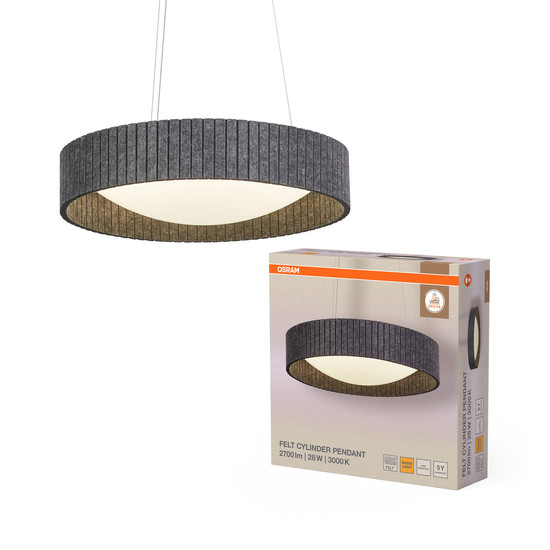 OSRAM LED Pendelleuchte Decor Felt Cylinder Pendant 28W 830 Dark Gray Warm weiß 4099854459306