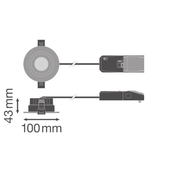 LEDVANCE LED Einbaustrahler Spot Cbo ⌀10cm 7W-5W warm-/warm-/neutral-/tageslichtweiss 2700/3000/4000/6000K CCT IP65 dimmbar 4099854459948