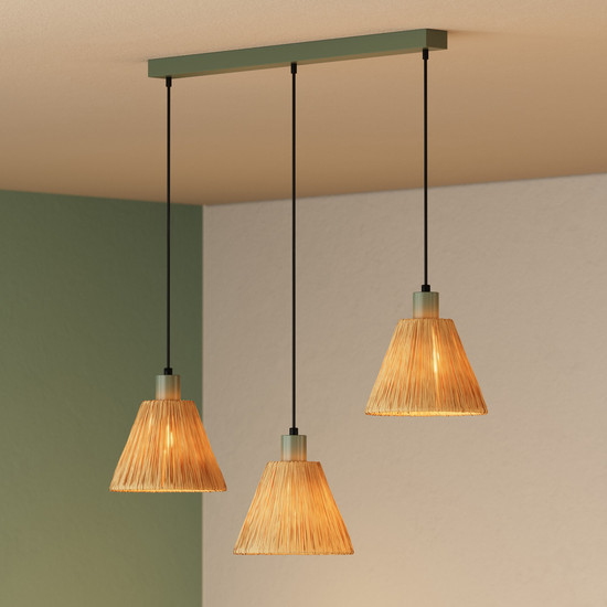 OSRAM Pendelleuchte Decor Raffia Pendant Linear 3XE27 Green 4099854461187