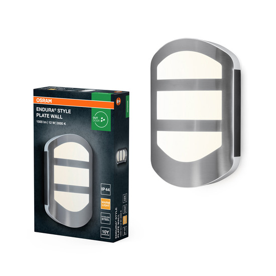 OSRAM LED Aussenleuchte ENDURA STYLE PLATE Wall 12W Stainless Steel Warm weiß 4099854461576