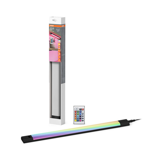 OSRAM LED Unterbauleuchte LINEAR EDGE SENSOR RGBW 30cm RGBW DIM Black Remote Control Dimmbar Warm weiß 4099854463051