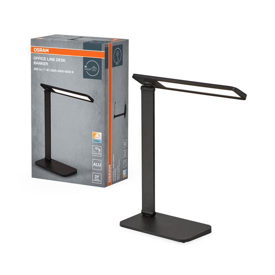 OSRAM LED Tischleuchte Office Line Desk Banker 7W CCT Black Dimmbar Warm weiß,Kalt weiß,Kaltes Tageslicht 4099854464157