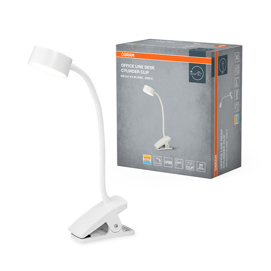 OSRAM LED Tischleuchte Office Line Desk Cylinder Clip 4.8W TW White Dimmbar Tunable White 4099854464317