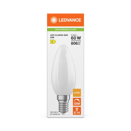 LEDVANCE LED Kerze E14 Classic Filament Dimmbar P matt B60 5.9W 806lm Warmweiss 2700K wie 60W 4099854464515