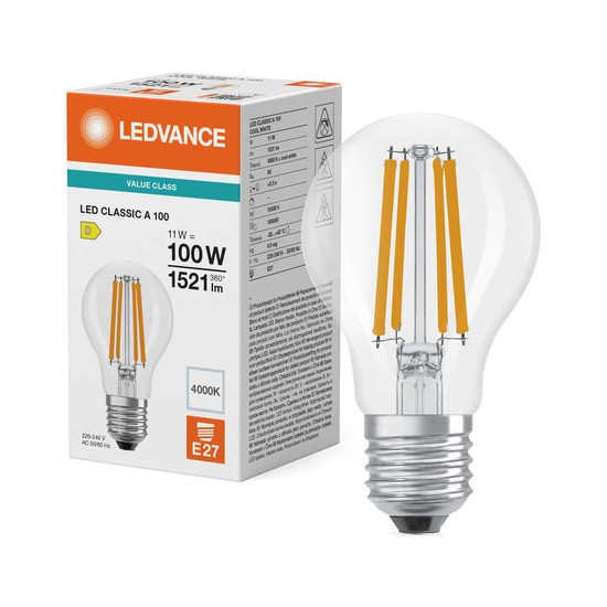 LEDVANCE LED Lampe E27 Classic Filament P A100 11W 1521lm Neutralweiss 4000K wie 100W 4099854465734